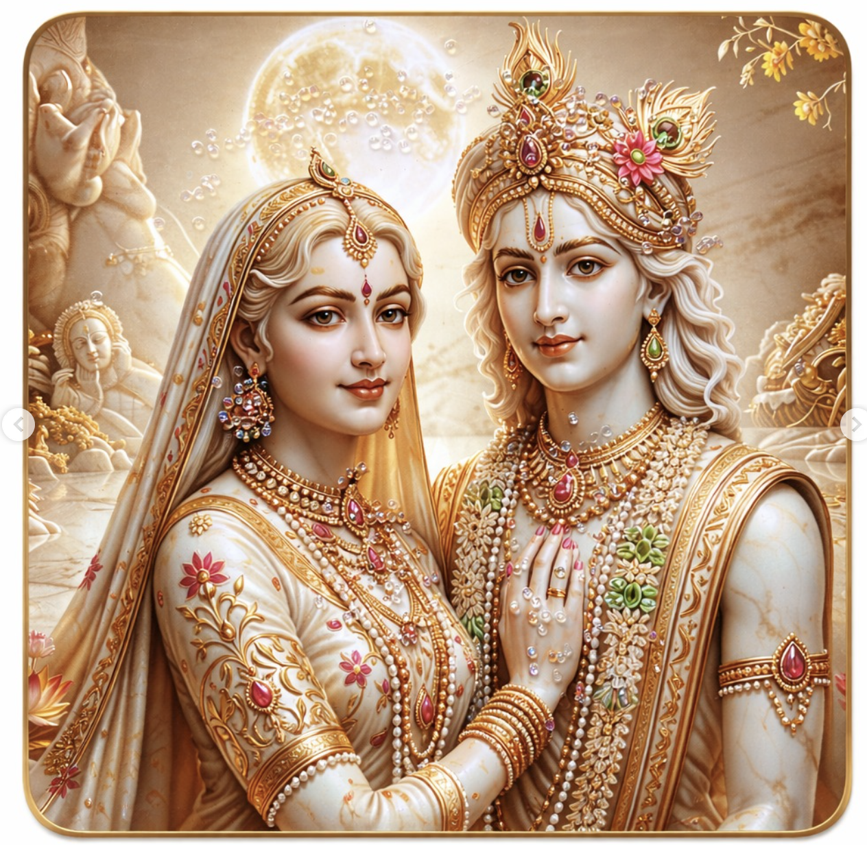 Radha Krishna Divine Photo Frame | Beautiful Decorative Wall Art | 16 x 16 Inch