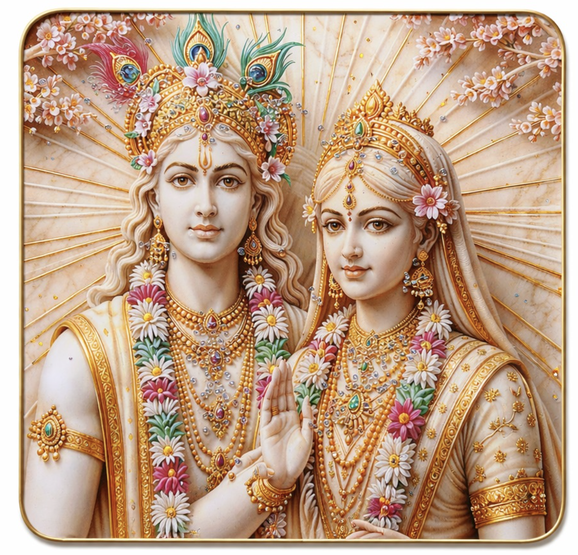 Radha Krishna Divine Photo Frame | Beautiful Decorative Wall Art | Shree Collection | 16 x 16 Inch