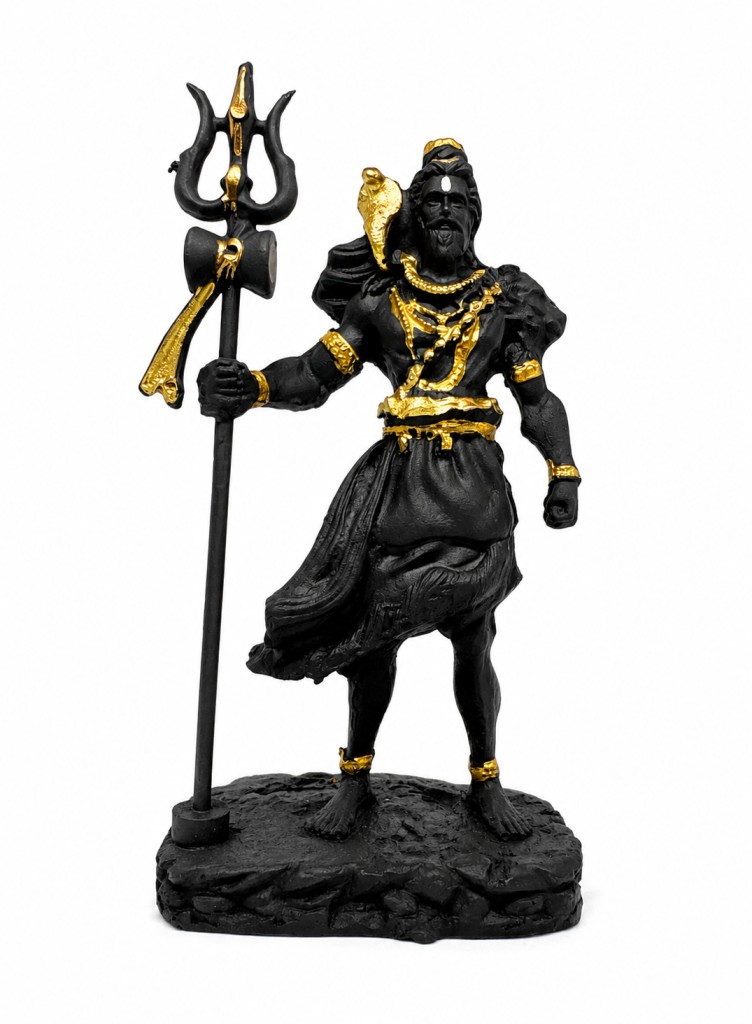 Lord Shiva with Trishul Idol Showpiece, Black & Gold