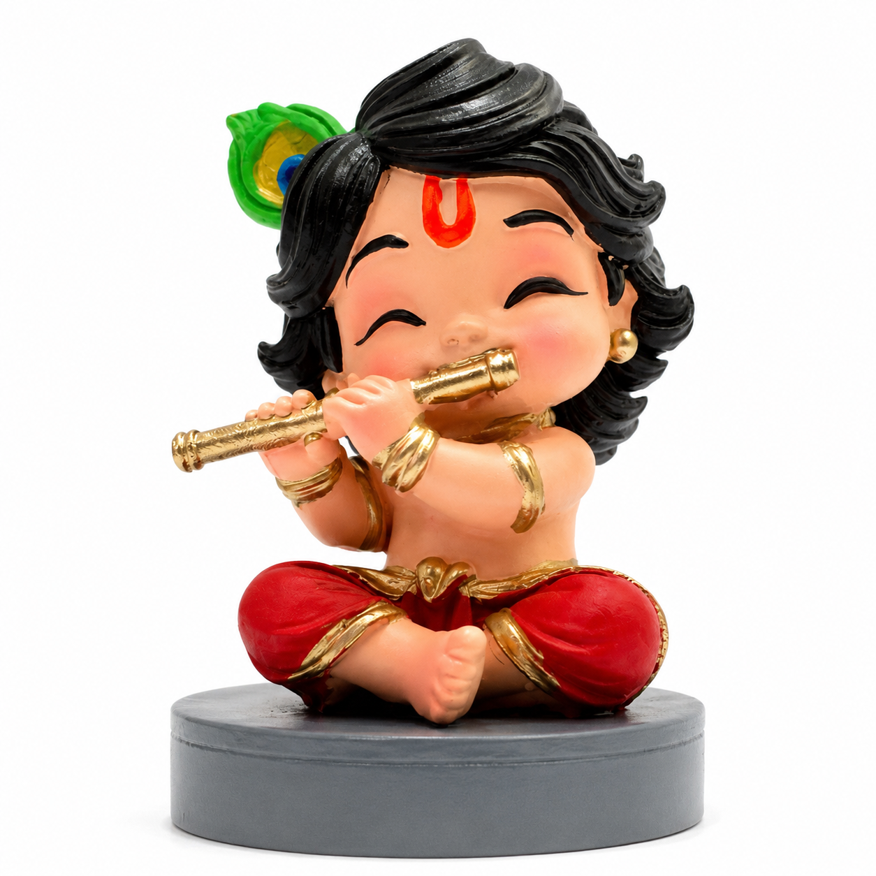Krishna Idol Decorative Showpiece with Flute, Red