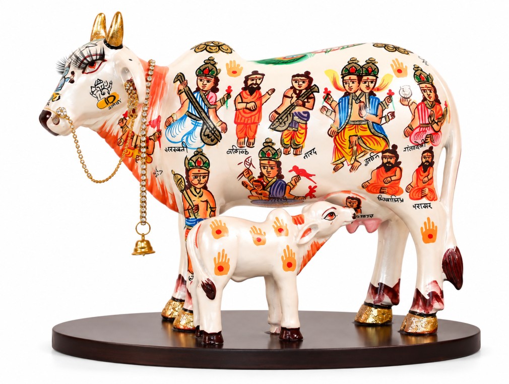 Kamdhenu Cow with Calf – Pearl White